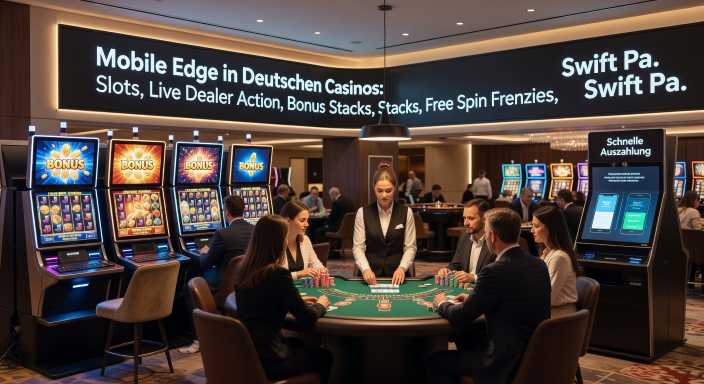 Grafik eines Smartphones mit explodierenden Free-Spins und Bonus-Symbolen auf einem Slot-Hintergrund, inklusive VIP-Treppen und Zahlungssymbolen