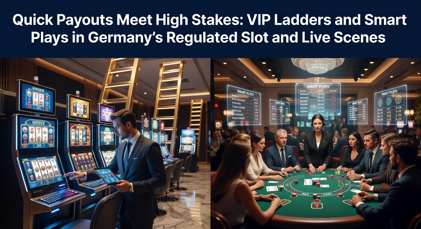 Dynamische Darstellung von VIP-Leitern und Slot-Maschinen in einem regulierten deutschen Casino-Umfeld mit Fokus auf schnelle Auszahlungen und Live-Action